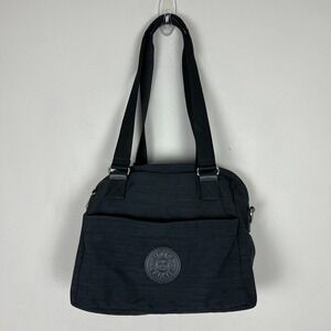 Kipling Shoulder Bag Black Nylon Travel Double Strap Lightweight‎ Solid Medium